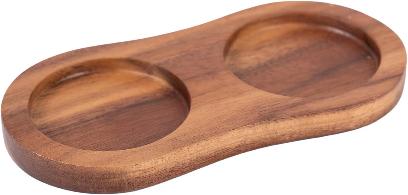 Salt and Pepper Mill Tray, Inner DIA 5.5 cm, Acacia Wood, Pepper Grinder Rest, Dining Table Protector (Pepper mill and salt mill are not included)