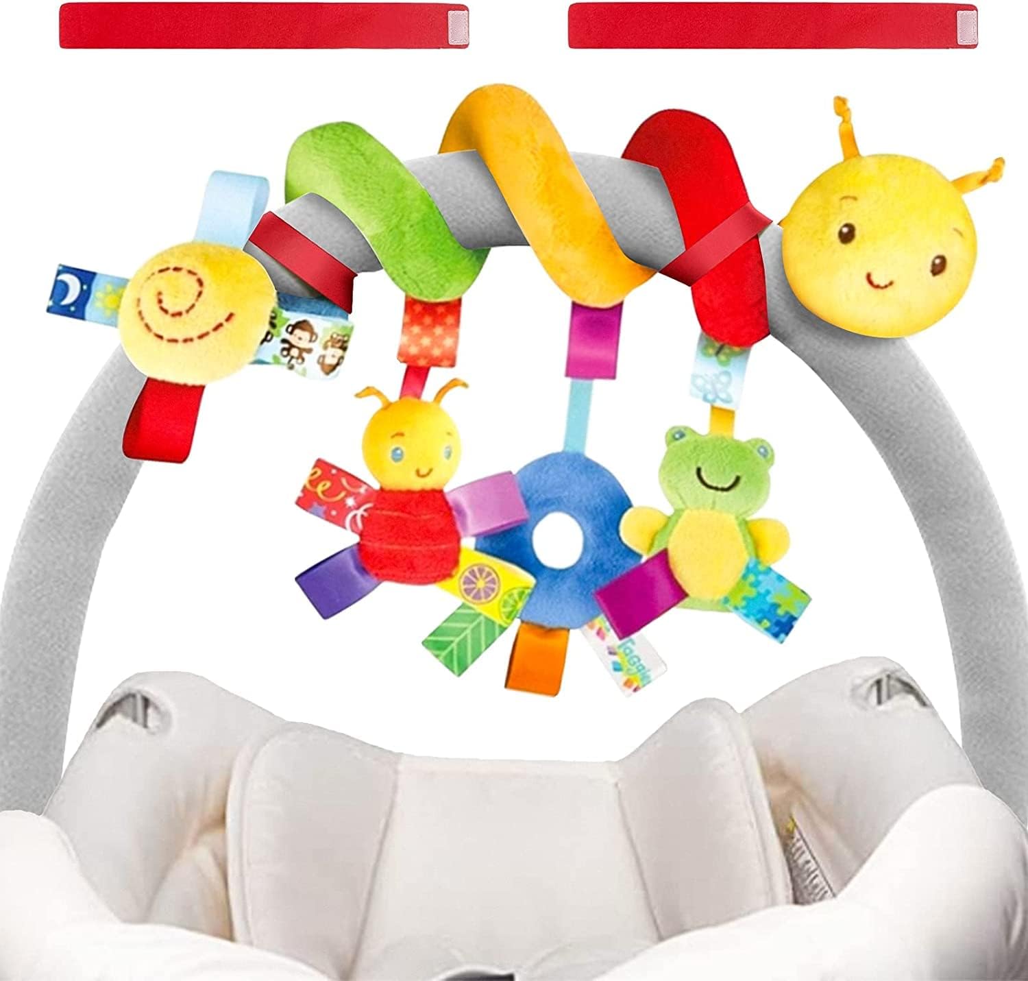 FuLanDe Spiral Pram Toys for Babies- Wrap Around Pushchair Stroller/Car Seat/Crib Sensory Toys Newborn Hanging Toy Infant Boys Girls