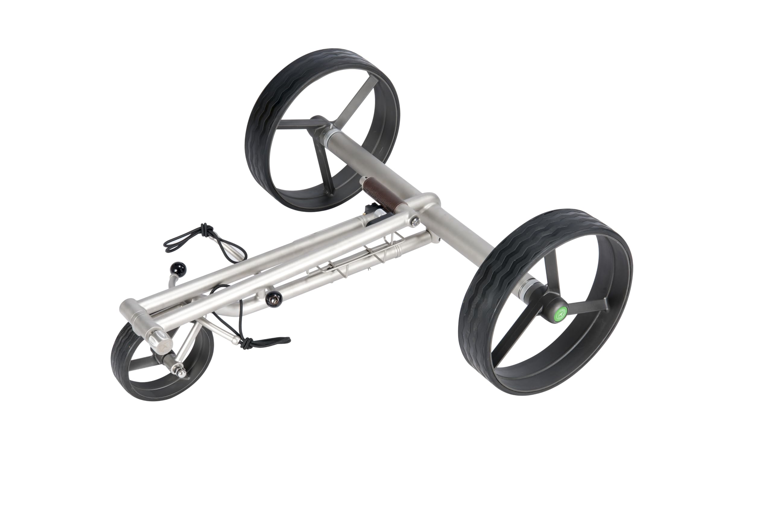 K3 Kolibri lago Edelstahl Lithium Elektrotrolley Golftrolley Golfcart in Titanoptik mit Drehrad-Steuerung und Fernsteuerung
