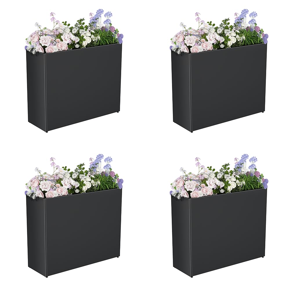 Jacklin F Wetterfester Großer Blumentopf – Hochwertiger Gartenblumentopf mit Drainagelöchern, Stabiler Pflanzenkasten für Draußen, Balkon, Terrasse & Garten (96,5 x 33 x 76,2 cm, Schwarz)