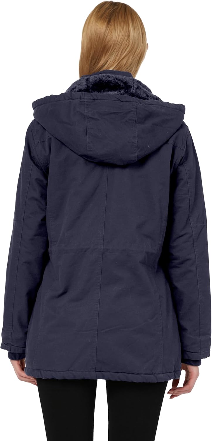 wantdo Women's Winter Parka Coat Sherpa Lined Warm Cotton Jacket with Removable Hood - Image 2