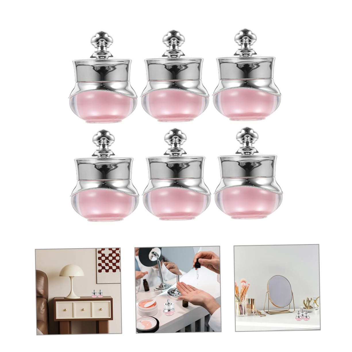 VALICLUD 3 Sätze Acryl-kronenflasche Reisegläser Probenbehälter Mit Deckel Mini-cremeflaschen Behälter in Reisegröße Für Cremes Minidosen Mit Deckel Reisedosen Für Cremes Rosa 6 Stück * 3