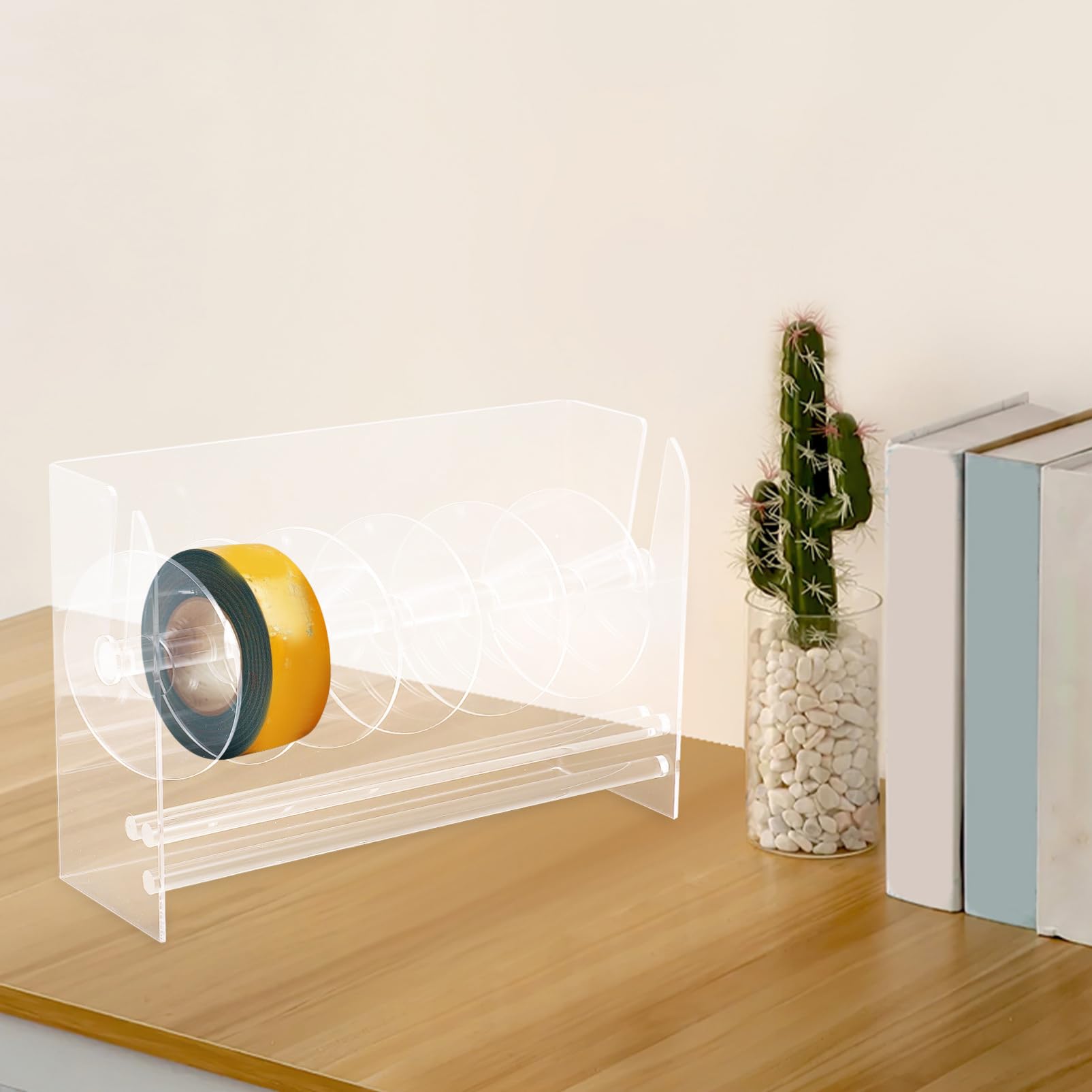 Anneome Verstellbarer Acryl Etikettenhalter Aufkleber-rollen-spender Mit Fächern Transparenter Organizer Für Büro Und Zuhause Praktischer Sticker Roll Holder Für Effiziente Schreibtischorg