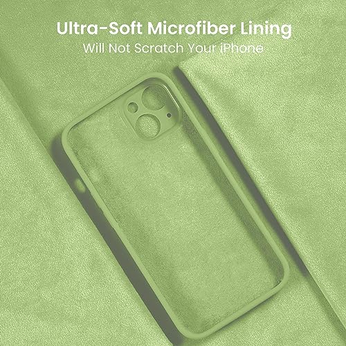 Image of FireNova Designed for iPhone 13 Case, Silicone Upgraded [Camera Protection] Phone Case, Soft Anti-Scratch Microfiber Lining Inside, 6.1 inch, Tea Green