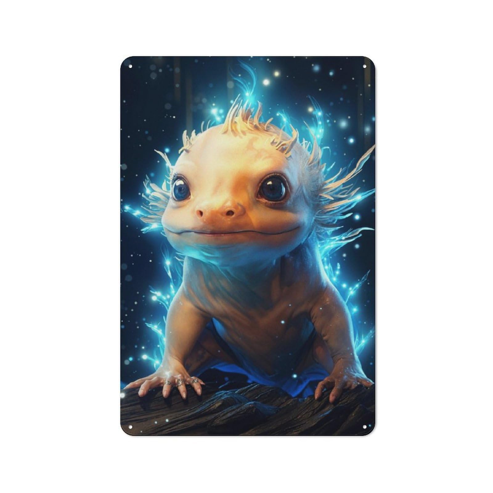 Junmoney Cosmic Celestial Axolotl Metal Sign 30X20cm With For Workshop Wall, Vintage Decor, A Decorative Christmas Gift For Metal Sign Collectors