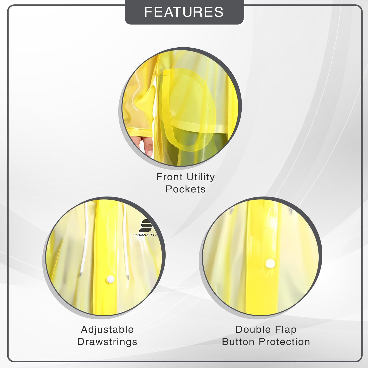 Amazon Brand – Symactive Reversible Double Layered Standard Length Hooded Raincoat with Pants for Kids (Unisex) | Waterproof | Elastic Cuffs | Age 09–10 Years | Yellow - Image 3 thumbnail