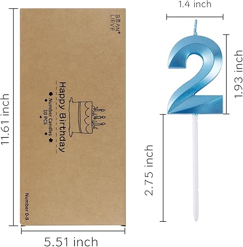 Miniatura 3 de BEAN LIEVE Velas de cumpleaños azules  Velas numéricas de cumpleaños número 0 1 2 3 4 5 6 7 8 9 utilizado para decoración de pasteles en fiestas de