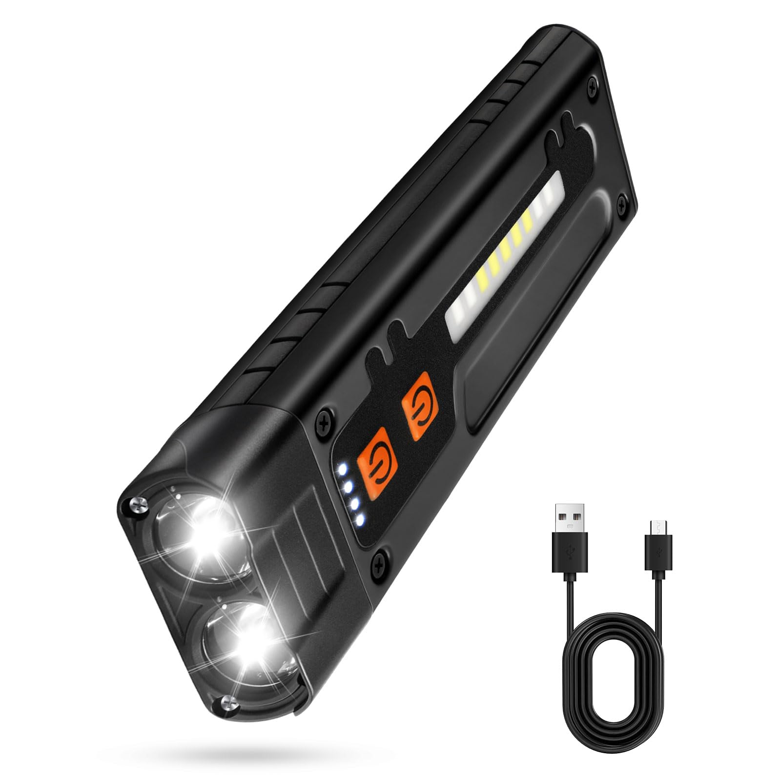 Ciwuzxs Flat Flashlight, EDC Flashlights Rechargeable Clip-On Light, 6 Modes Pocket LED Light, IPX6, for Signaling, Work, Outdoor or Indoor Use (Black