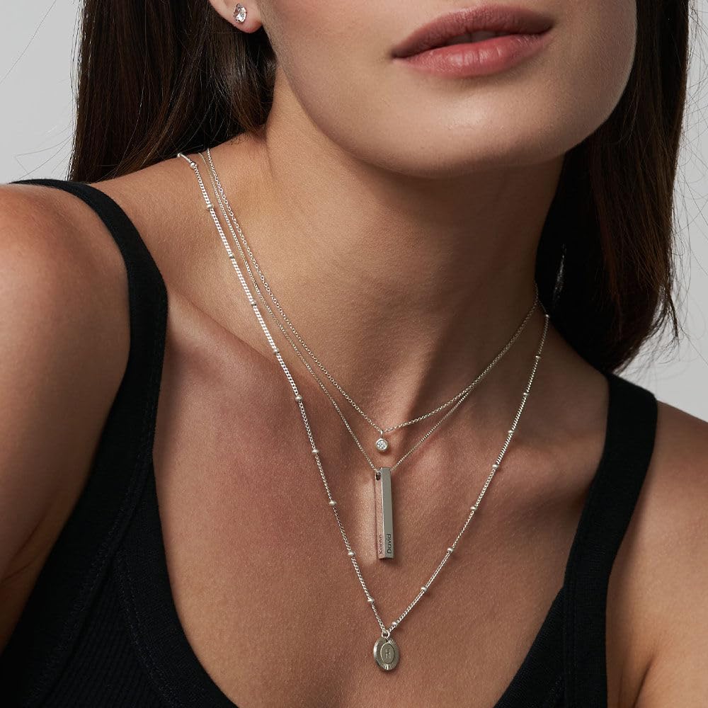 MyNameNecklace MYKA - Collana Barretta 3D Personalizzata in Argento 925 con incisioni sui 4 lati