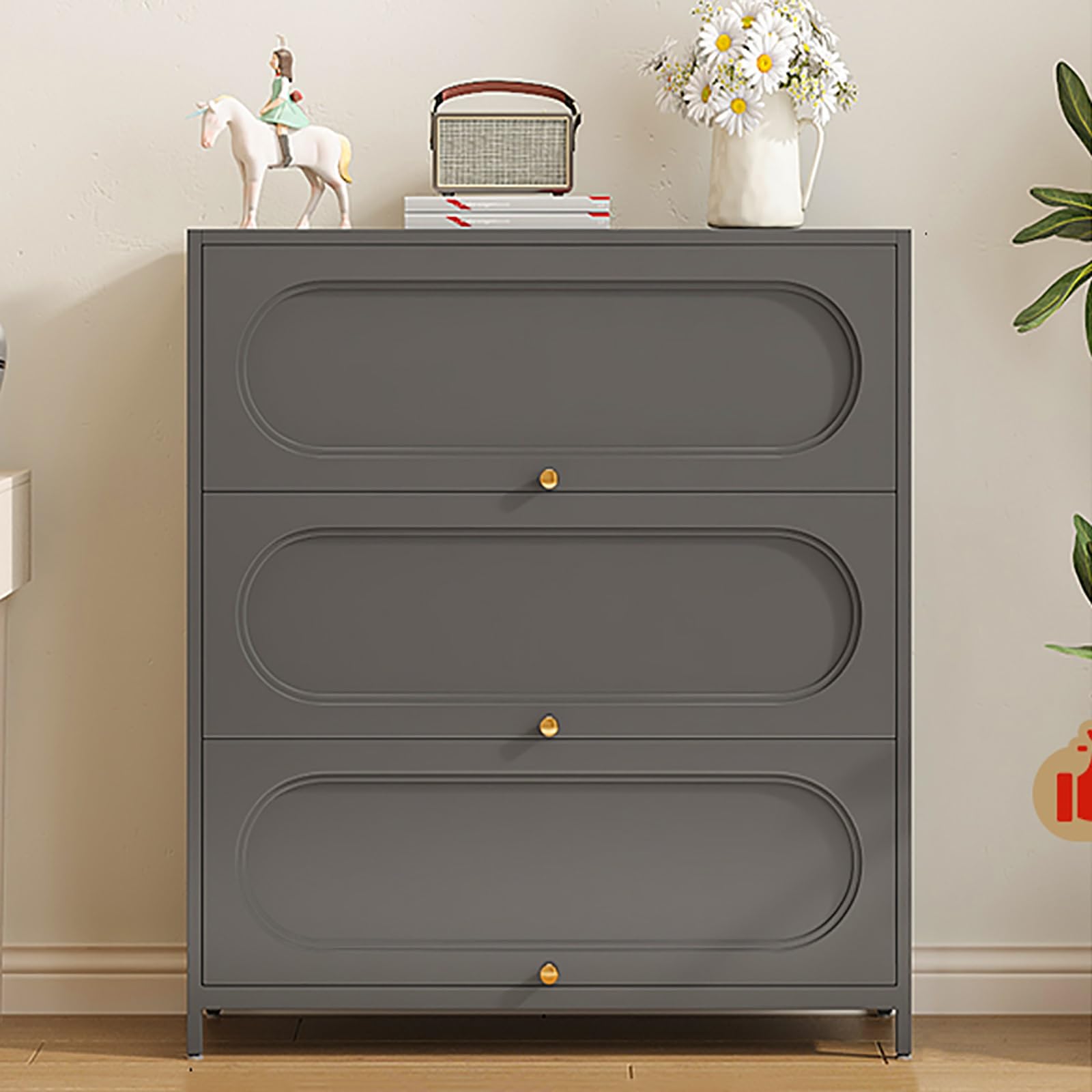 Meuble de rangement moderne en métal avec portes pliantes, meuble de présentation peu encombrant pour la maison et le bureau, design autonome élégant et fonctionnel