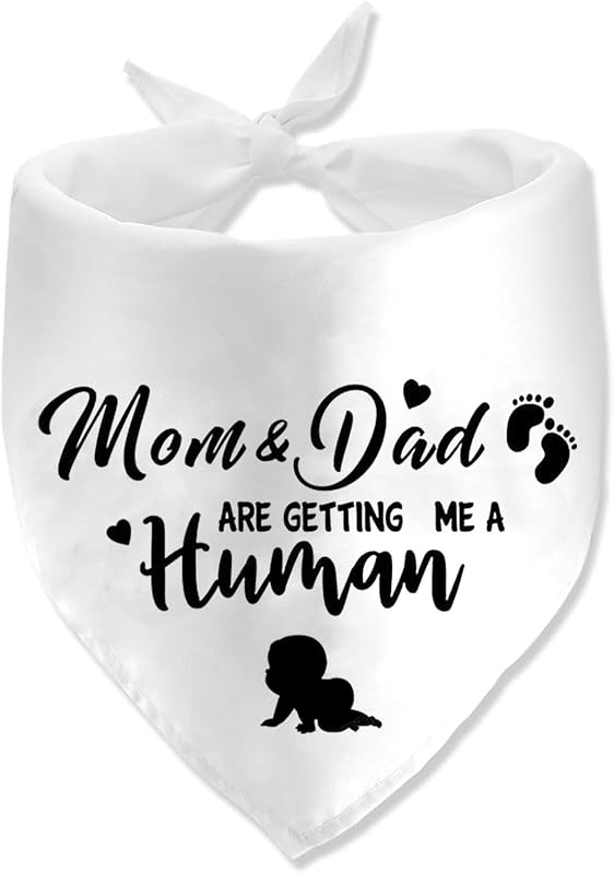 Bandana para Cachorro com Estampa Mom&Dad are Getting me a Human Lcekterur Branca