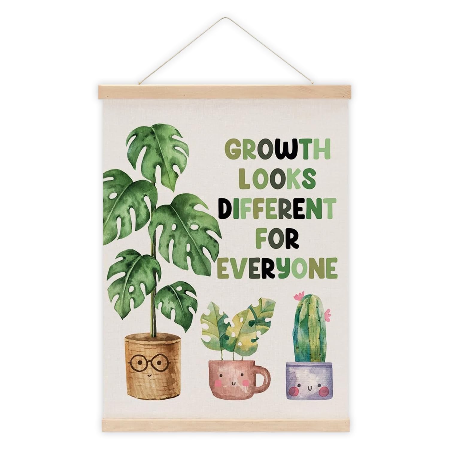 Qubitly Bohemian Motivational Wall Art, Posters, Inspirational Quotes, Growth Looks Different For Everyone Positive Affirmations Wall Decor, for Office, Bedroom, Classroom Decor
