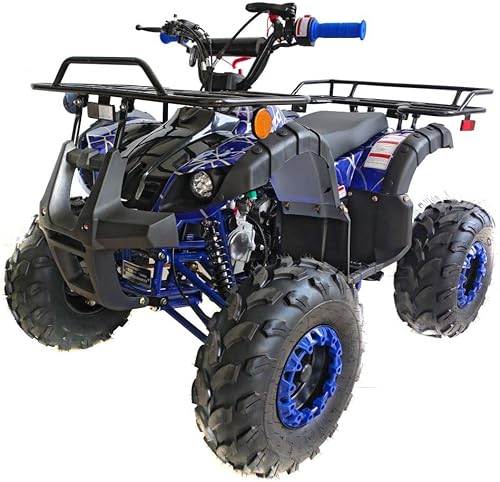 HHH ATV Quad de 125 cc mejorado de 125 cc con reversa, luces LED, neumáticos grandes y anchos con llantas a juego de gas de 4 ruedas para jóvenes y