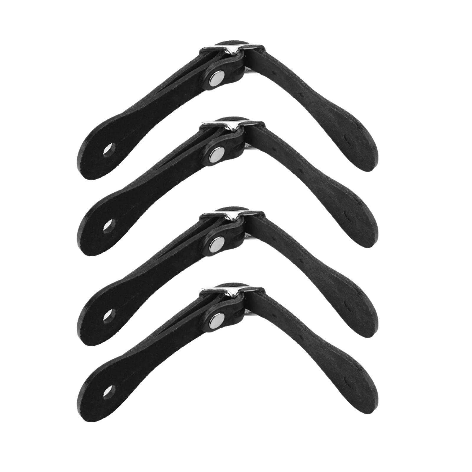 2 Paar Sporenriemen,Verstellbare Sporenriemen Aus Echtem Leder mit Metallschnalle,Handgefertigte Stiefelriemen f¨¹r Cowboystiefel,f¨¹r Das T?gliche Training,Schulwettbewerbe(L-Schwarz)
