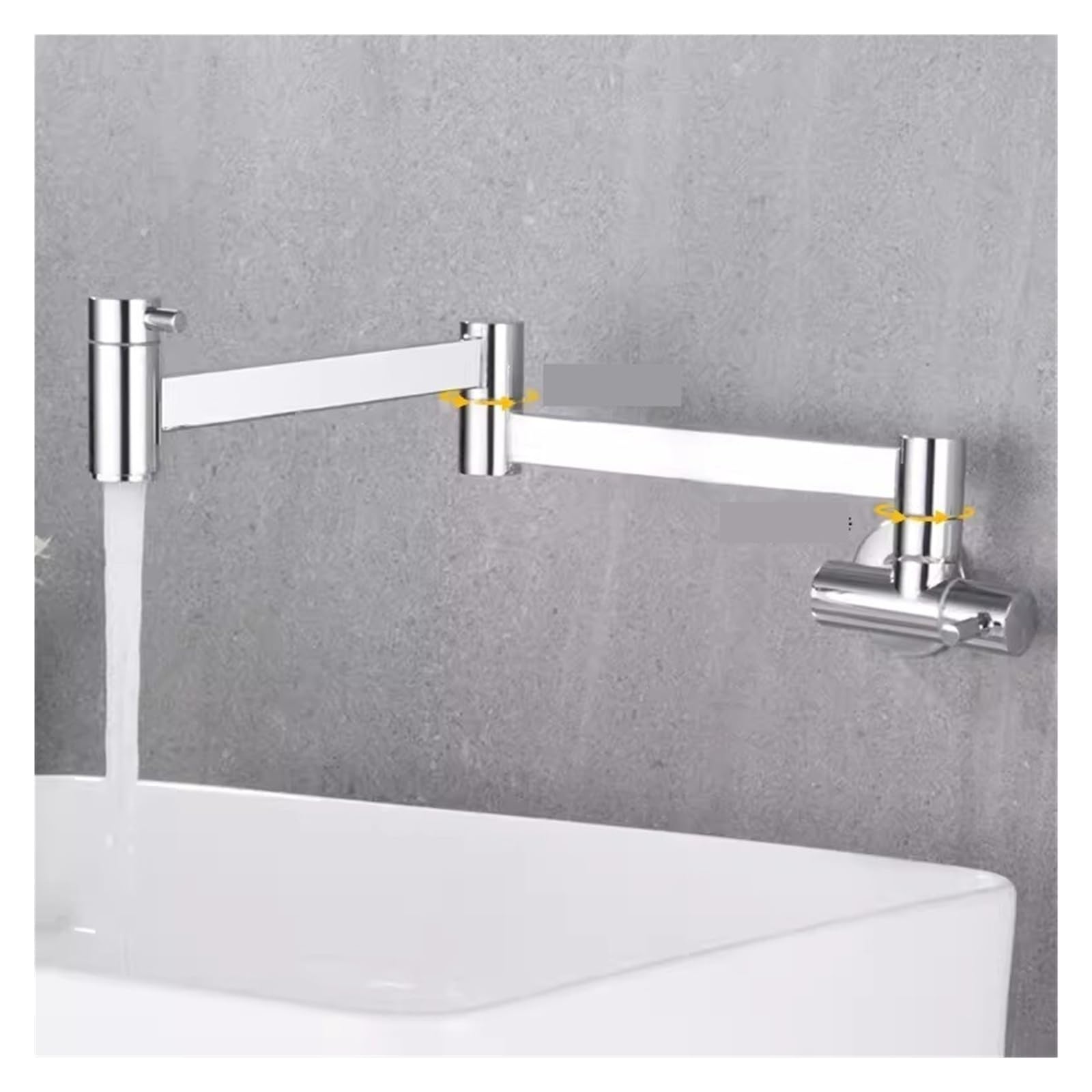 ZQFHSX Pot Filler Tap, Brass Wall Mounted Kitchen Sink Faucet, 360 Rotate Folding Spout Spigot Single Cold Taps for Most Scenarios(Chrome 2)