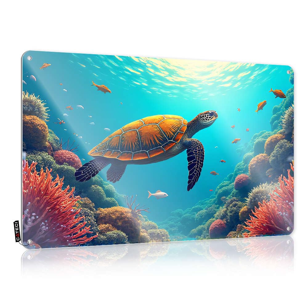 Fzfn Colour Vintage Poster Country Decorations For Home Vintage Wall Decor | Underwater Scene With Turtle And Colorful Fish. Antique Reusable For Entrance Home Decoration(20X30cm)