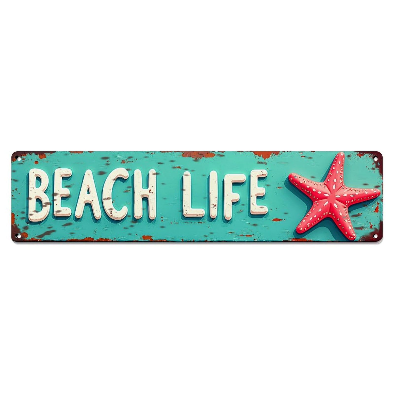 Beach Life Starfish Sign Pattern Metal Tin Sign Plaque