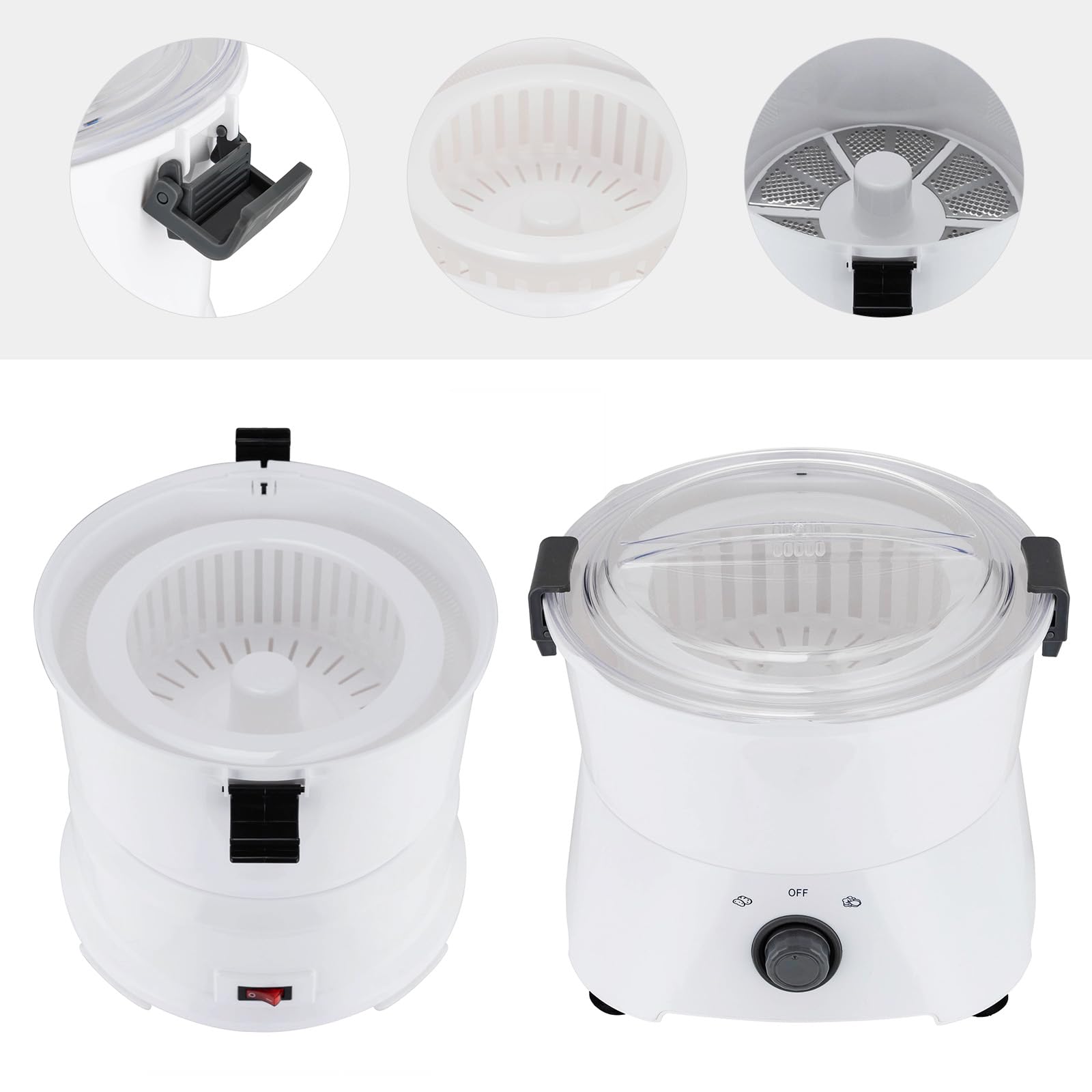 Pelapatate elettrico, pelapatate, 85 W, grande capacità 0,8 kg, veloce, 2 – 4 minuti, in acciaio inox 430, coperchio trasparente, antiscivolo, ideale da cucina, ristorante, 25,5 × 27 cm