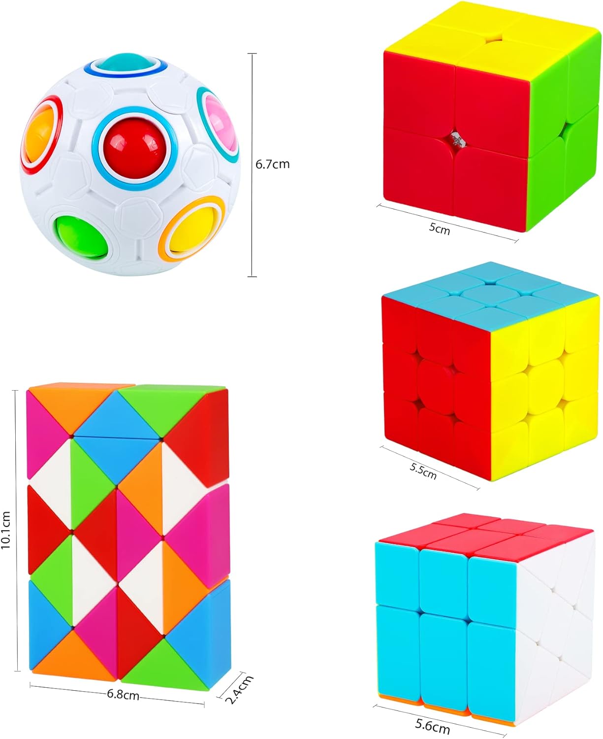 Yordawn Magic Cube Set 5 Pack Stickerless Speed Magic Cubes 2×2 3×3