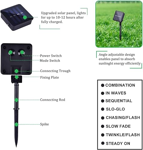 Miniatura 2 de Tira de luces LED parpadeantes, tira de luces enchufables, 8 modos, impermeable, para interiores y exteriores, árbol de Navidad, boda, fiesta,