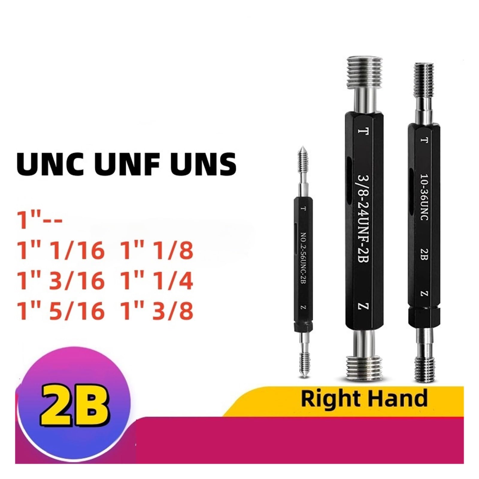 Gwint Tampon 1 Gauge Steel 2B UNC UNF UNS Gwint drobny Gwint 1''1/16, 1''1/8, 1''3/16 i 1''1/4.(1-1I16-28UN-2B)