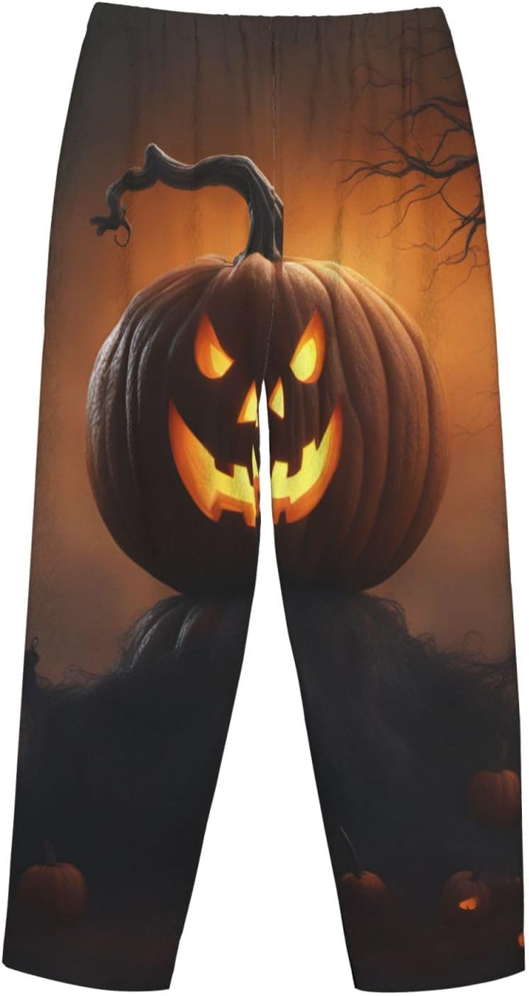 Halloween Ghost Pumpkin Print Women'S Flannel Pajama Pants,Soft Warm Pajama Bottoms,Perfect For Holiday Lounging