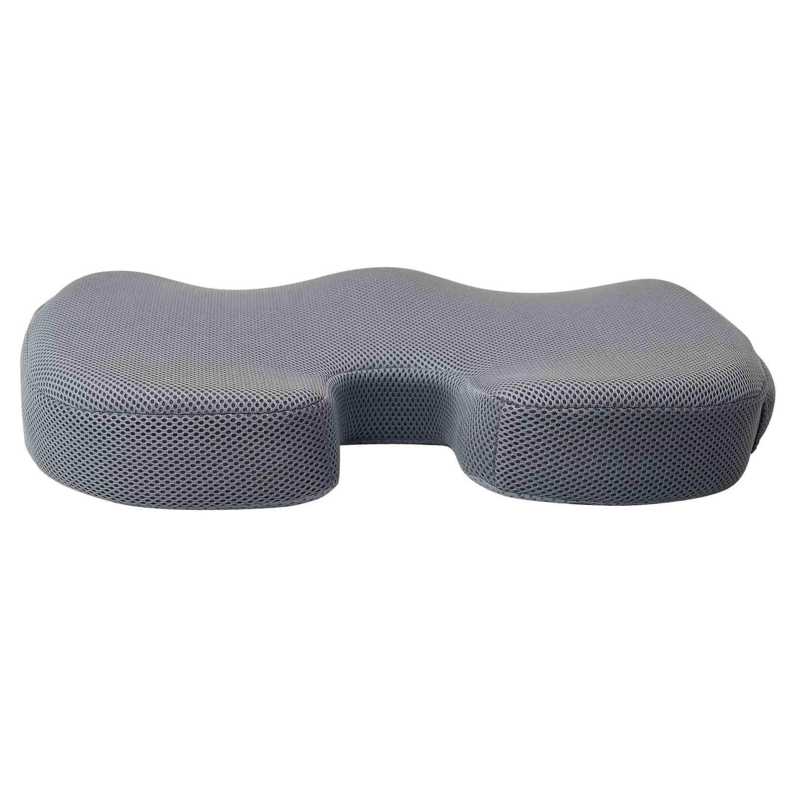 Cuscino per sedia in memory foam, grigio, 47 x 37 x 8 cm | Cuscino ergonomico per sedia per soggiorno e ufficio. Schiuma viscoelastica e rivestimento in rete lavabile.