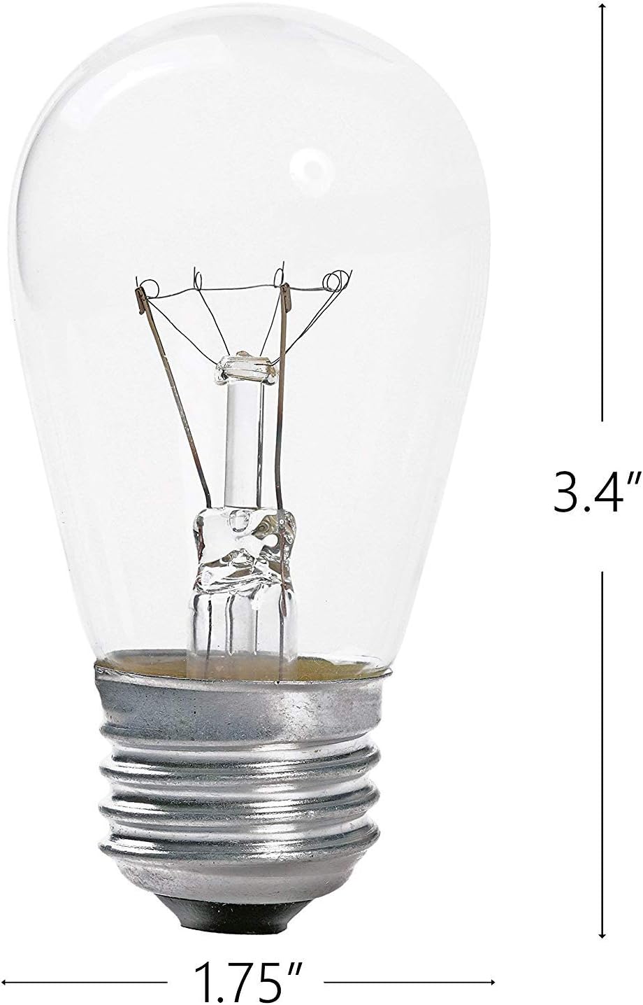 YI Lighting - Pack of 25, 11W S14 Dimmable Transparent Amber Sign Light Bulb with E26 Base for Sign, Outdoor String Light Replacement Bulbs