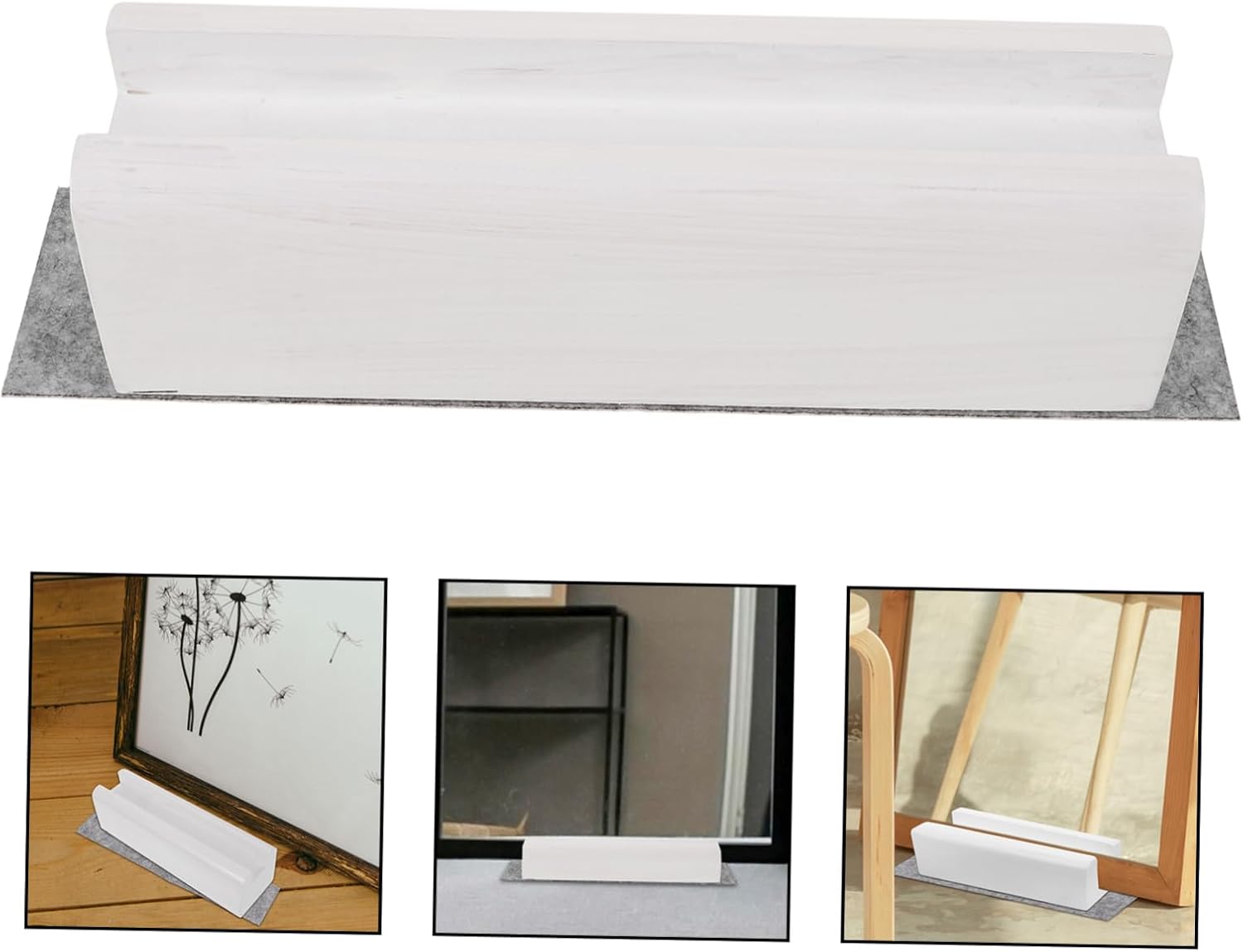 Vaguelly Wooden Full Mirror Holder for Living Artwork Display Stand Slip-Resistant Support