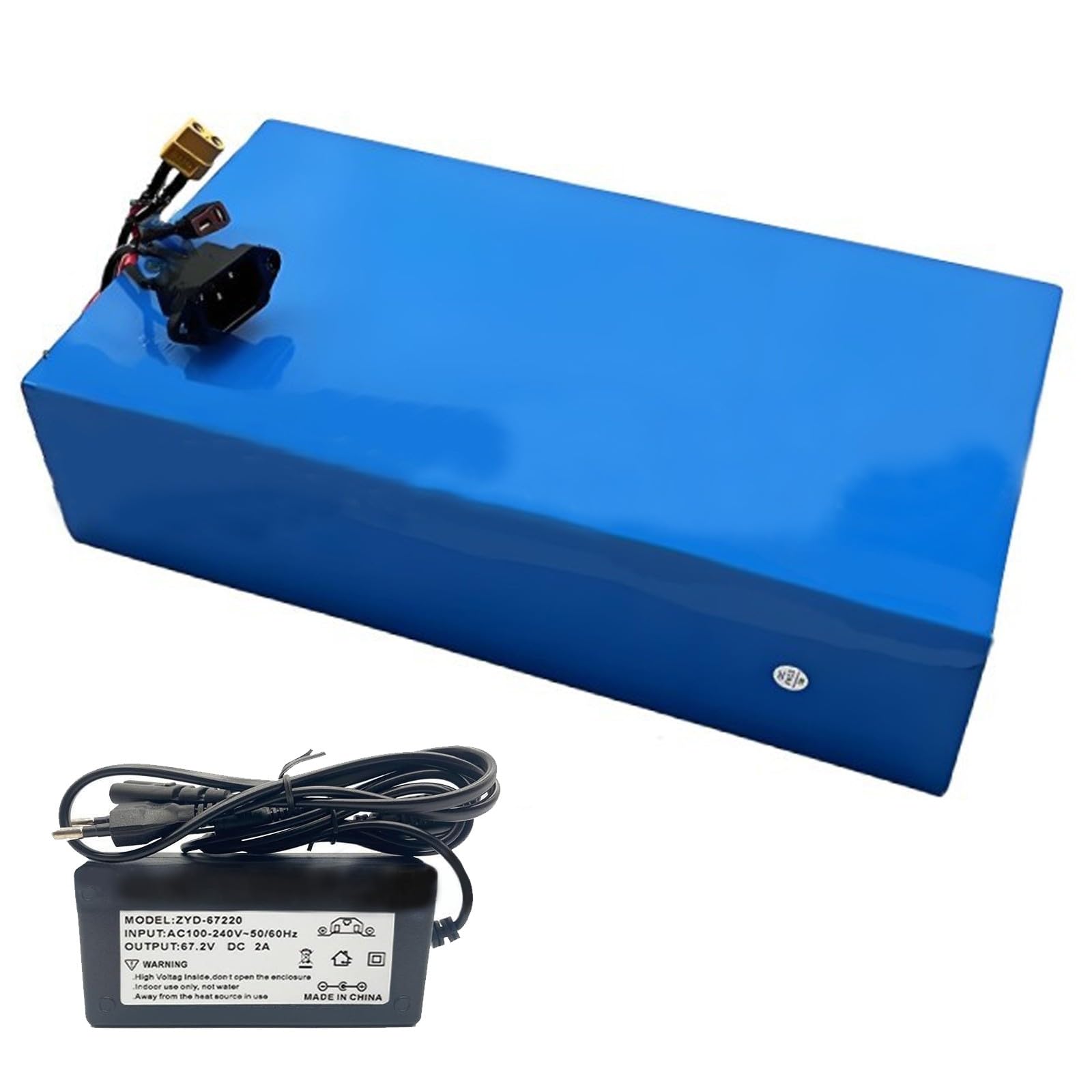 60V 20Ah E-Bike Batería De Iones De Litio con 67.2V 2A Cargador 16S8P Bicicleta Eléctrica Scooter Batería Incorporada BMS para 250W 300W 350W 500W 750W 1000W Motor XT60 Plug