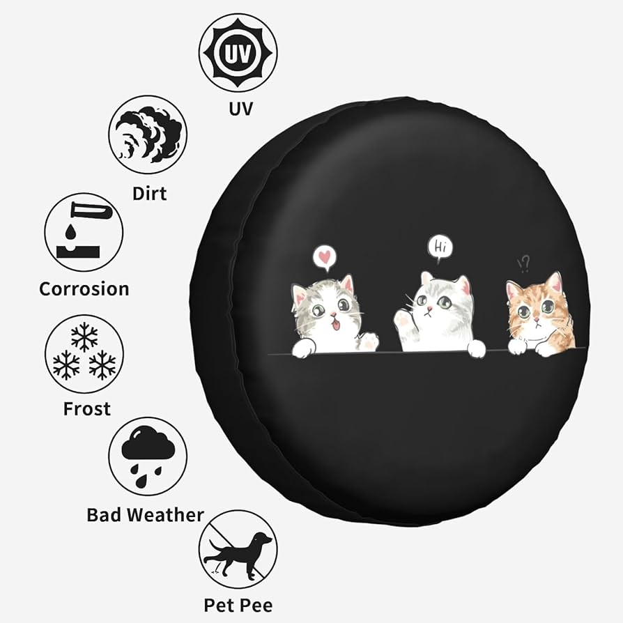 Amazon.co.jp: おもしろ 猫 猫柄 面白い ねこ 車用 タイヤカバー
