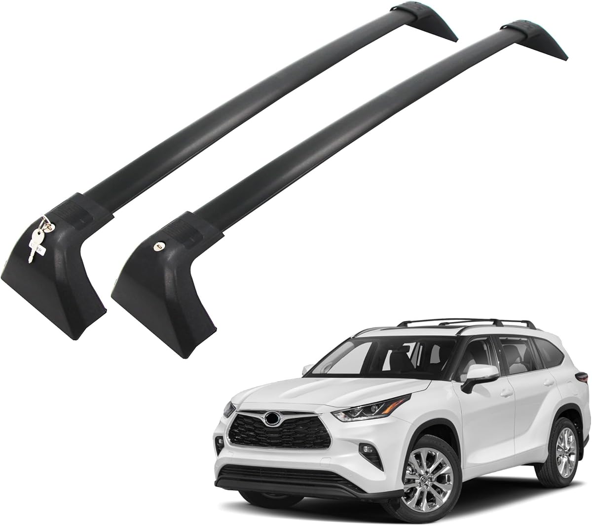 Roof Rack Cross Bars Compatible with Highlander 2020-2024, Lockable Aluminum Cross Bar for Rooftop Cargo Carrier Luggage Kayak Canoe Bike Snowboards