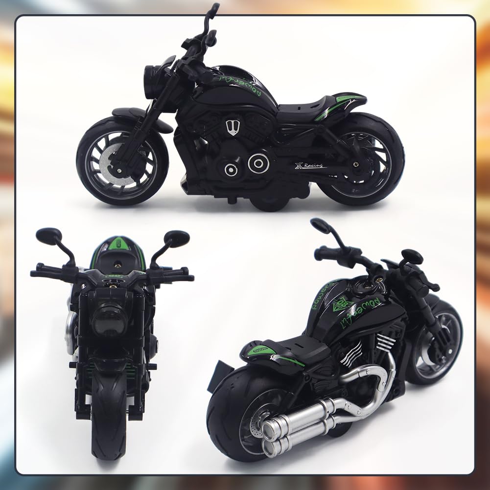 FCXVXCL Kid Motorbike Toys,Pull Back Toy Cars Alloy Motorcycles Toys,Friction Powered Kids Toy Cars Automatic Drive for Boys Kids1 - Image 3