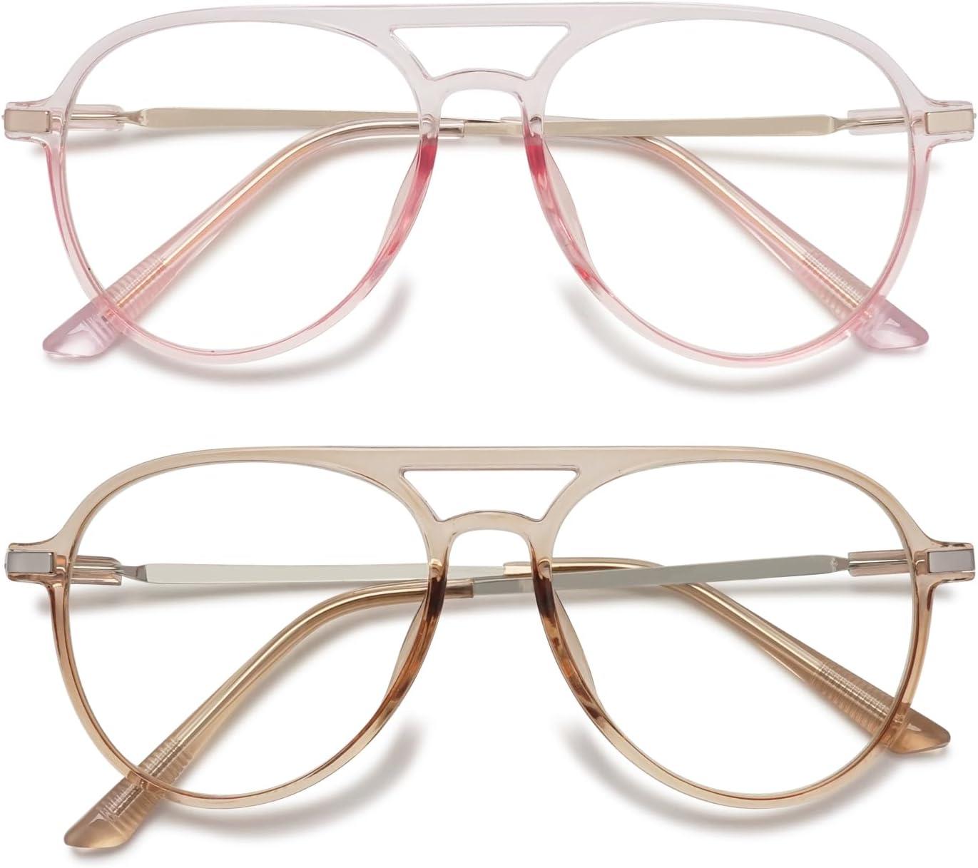 Aviator Reading Glasses for Women Men Blue Light Blocking Oval Retro Fashion Double Bridge Computer Reader