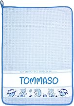 Personalised Nursery with Name Towel 40 x 55 cm with Custom Band 100% Cotton Made in Italy – Name with Timely Delivery Message (Blue Forest 1)