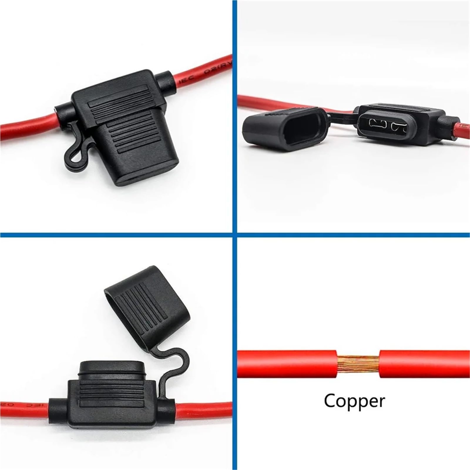 Uchwyt bezpiecznika rzędowego 14 AWG - 12V-DC ATC/ATO uchwyt 14 Gauge do ostrza 15 A ATC/ATO bezpiecznik ostrze do samochodu 1 szt
