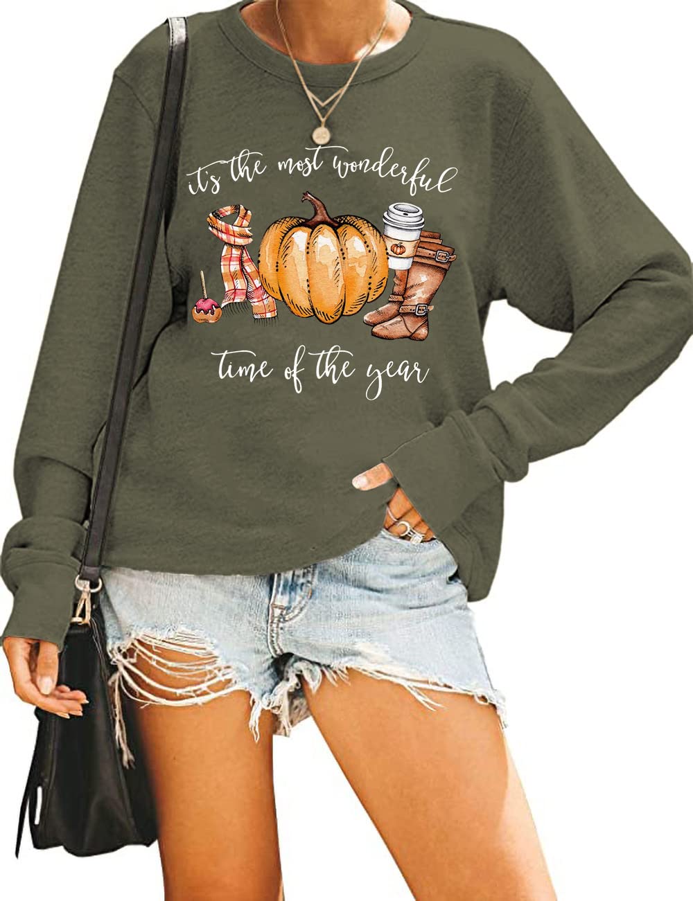 Beopjesk Graphic Printed Sweatshirt for Women Family Christmas Pullover Fall Winter Halloween Thanksgiving Tees Tops