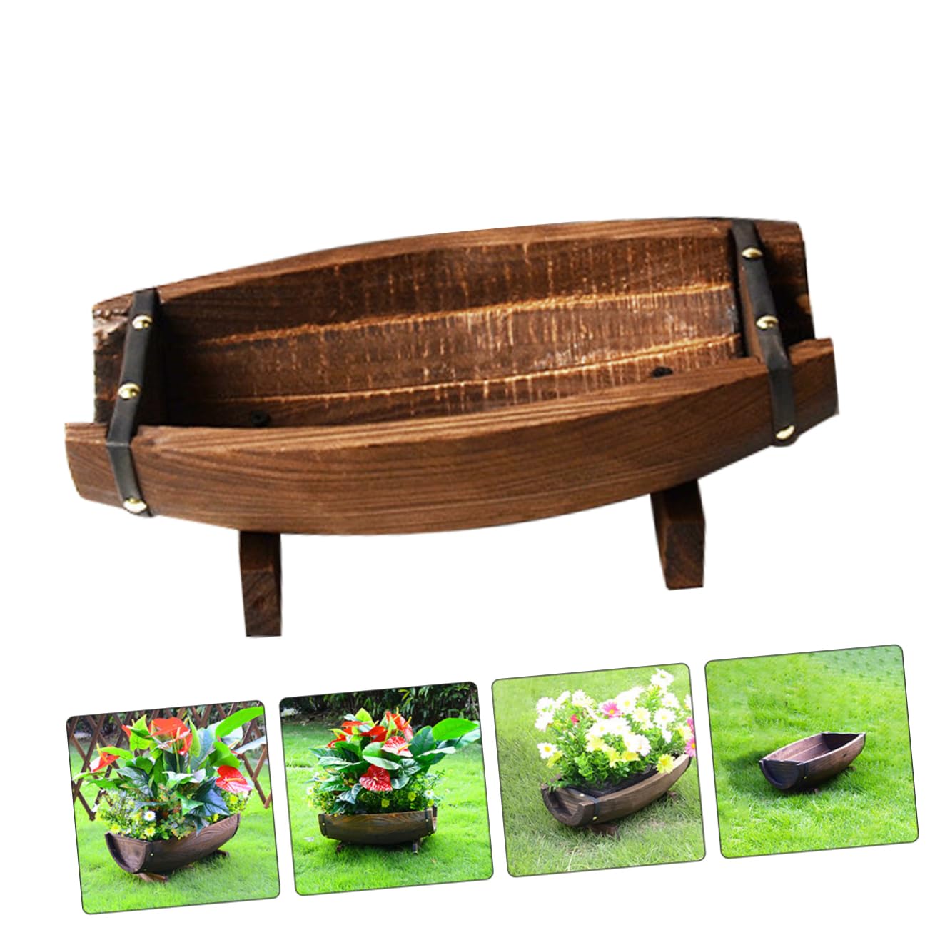 Fioriera Rustica in Legno Anticorrosione Vaso Da Fiori Per Esterni E Interni Con Design a Mezza Botte Ideale Per Giardino Terrazzo E Decorazioni Matrimoniali