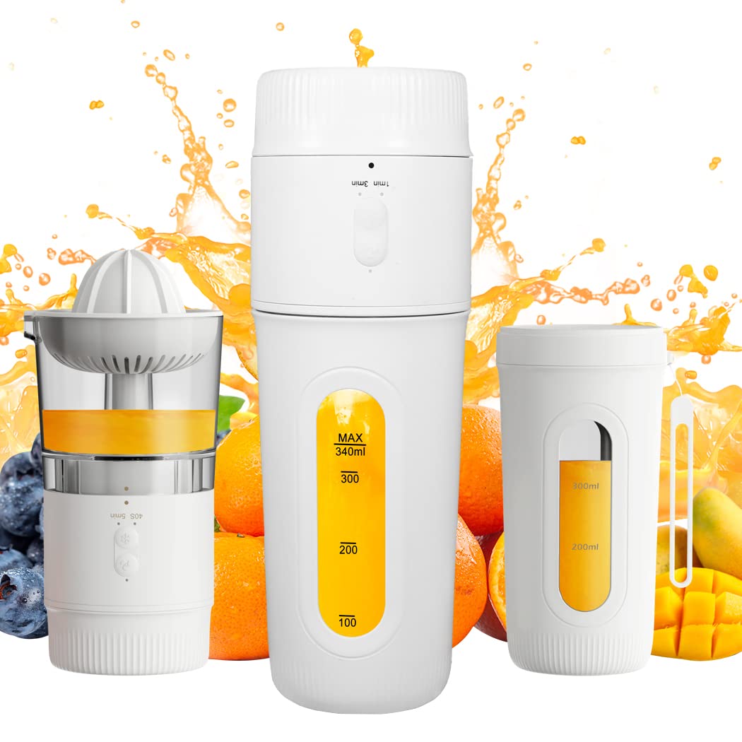 3 in 1 Portable Blender 12oz Juicer Machine with USB Type-C Rechargeable Multifunctional Juice Cup for Shakes and Smoothies