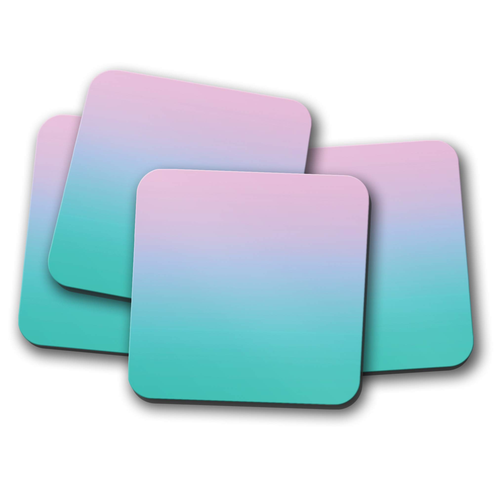 Destinationvinyl Girls Multicolor 4 Set - Pink Green Ombre Coaster - Aqua Turquoise Pretty Mum #15208