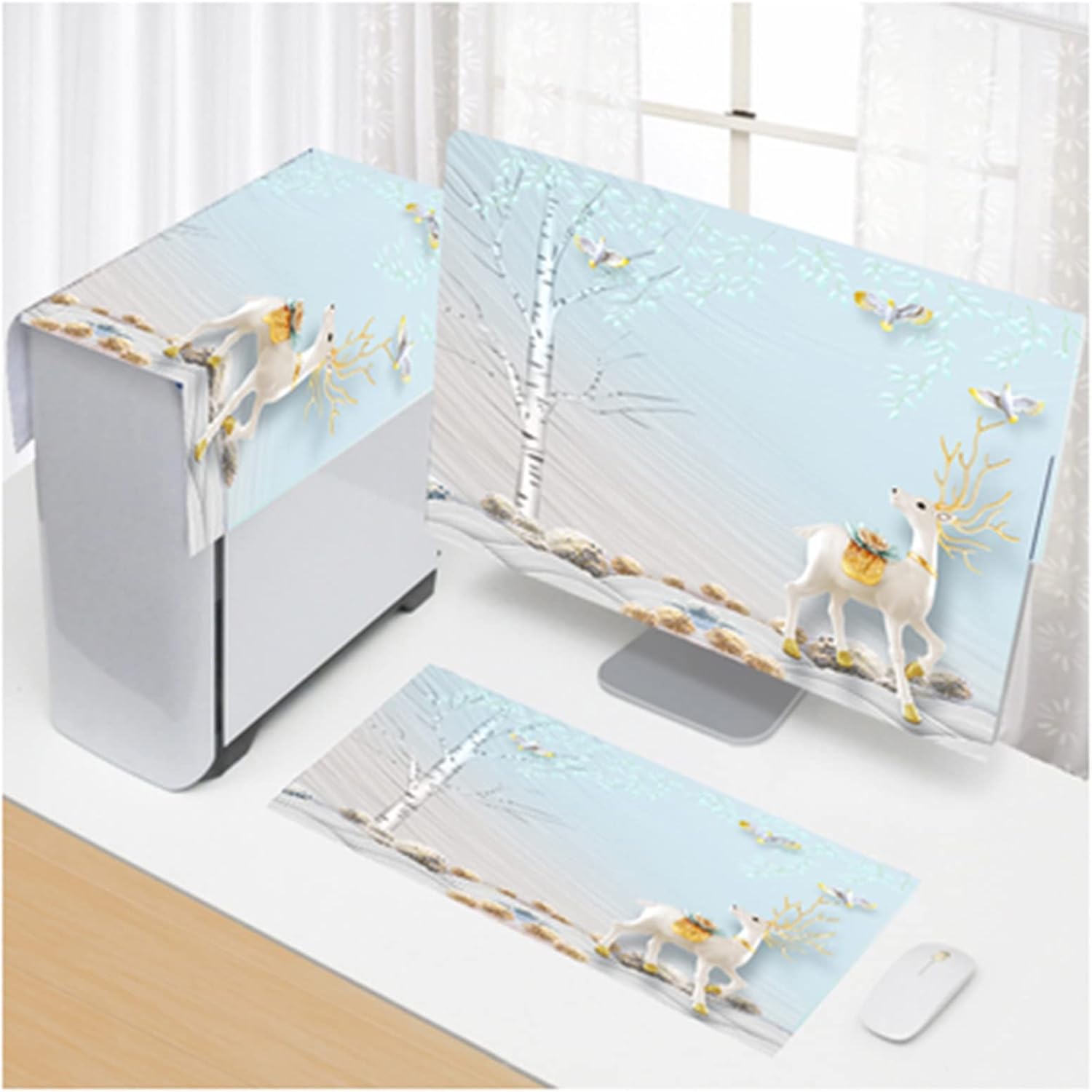 Computer Dust Cover Set, Desktop Monitor Main Case Cover(Size17inch