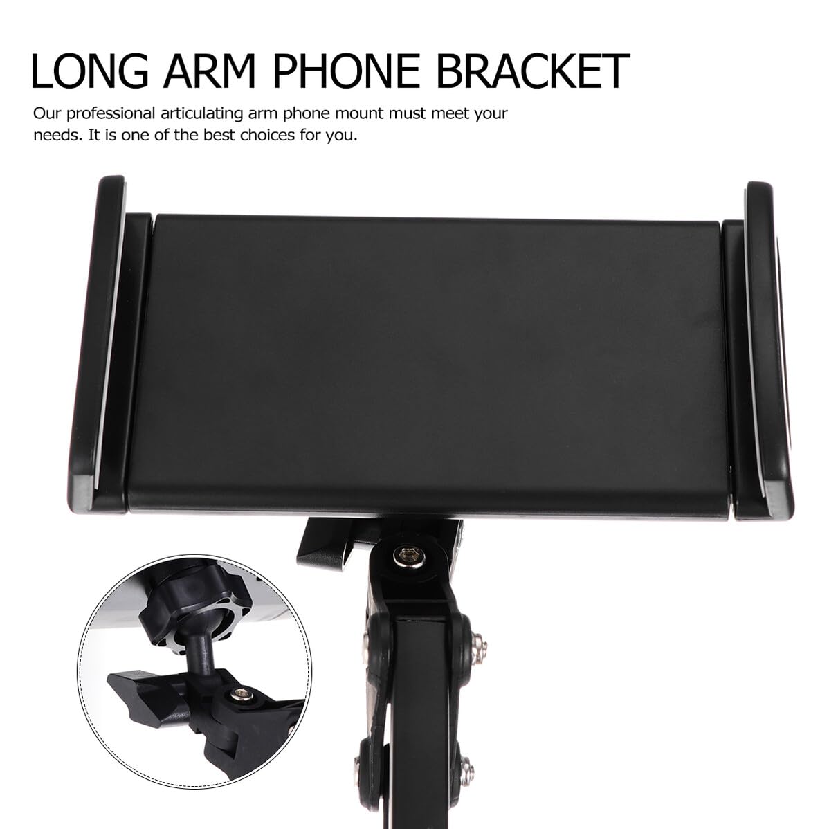 Supporto Telefono Braccio Articolato in Metallo Nero Porta Tablet e Smartphone da Scrivania e Girevole per Cucina Camera e Ufficio
