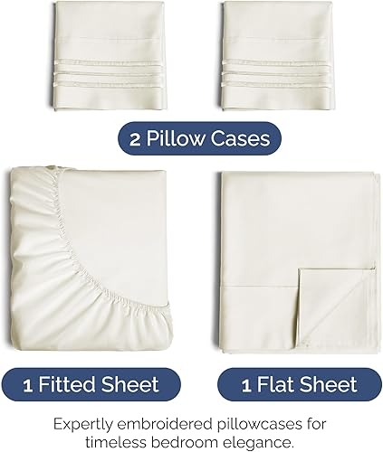 Vista 644 de Juego de sábanas de 4 piezas tamaño king, extrasuaves, transpirables y refrescantes con esquinas profundas, sábanas de fácil ajuste y sin arrugas
