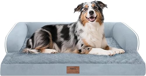 Miniatura 90 de Cama ortopédica extra grande para perros impermeable: cama de espuma viscoelástica para perros XL y extra grandes, sofá sofá, lavable con funda Azul