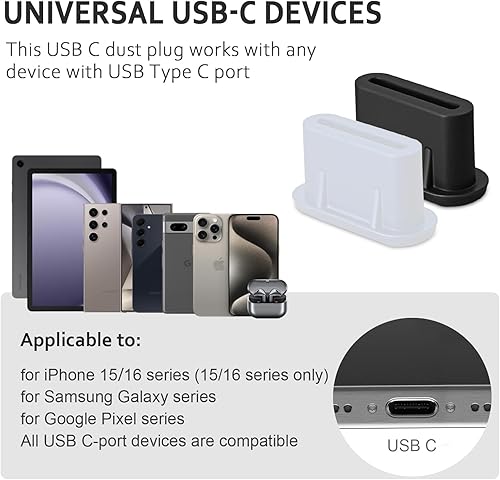 Miniatura 2 de Enchufe antipolvo USB C, paquete de 20 cubiertas de silicona para puerto USB C, cubierta protectora de puerto de carga tipo C para iPhone Ari, serie
