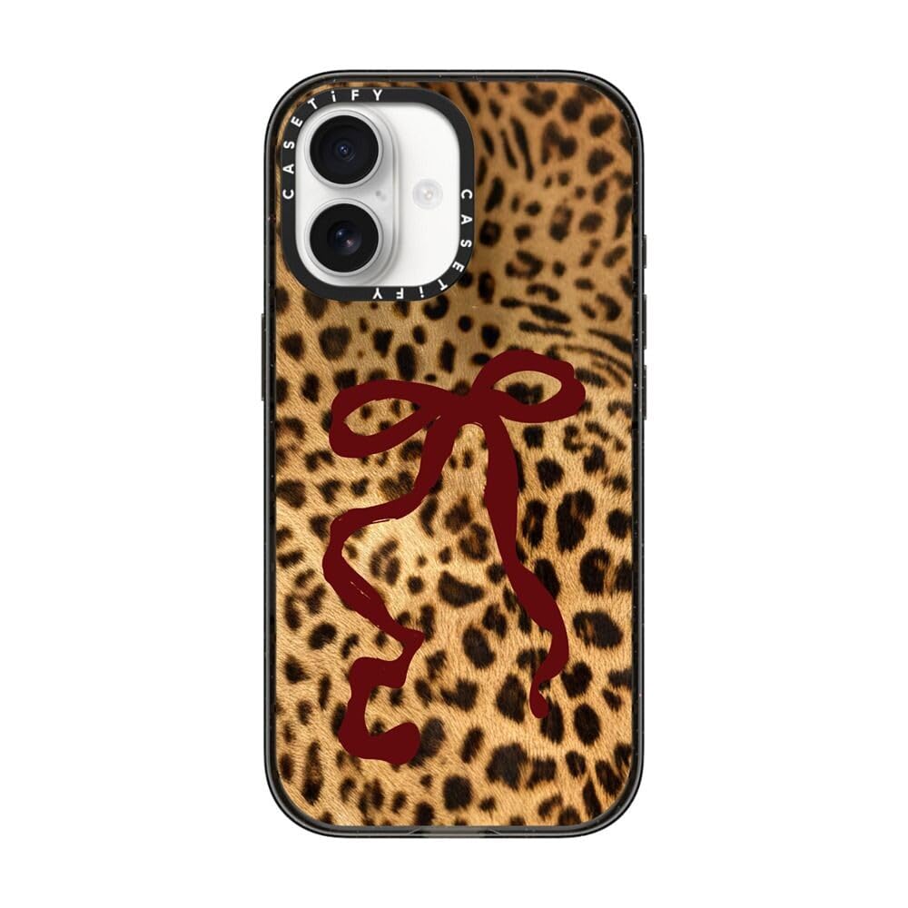 CASETiFY インパクト iPhone 17 ケース [MagSafe対応/薄型 軽量/耐衝撃] - Red Ribbon on Jaguar - クリア ブラック