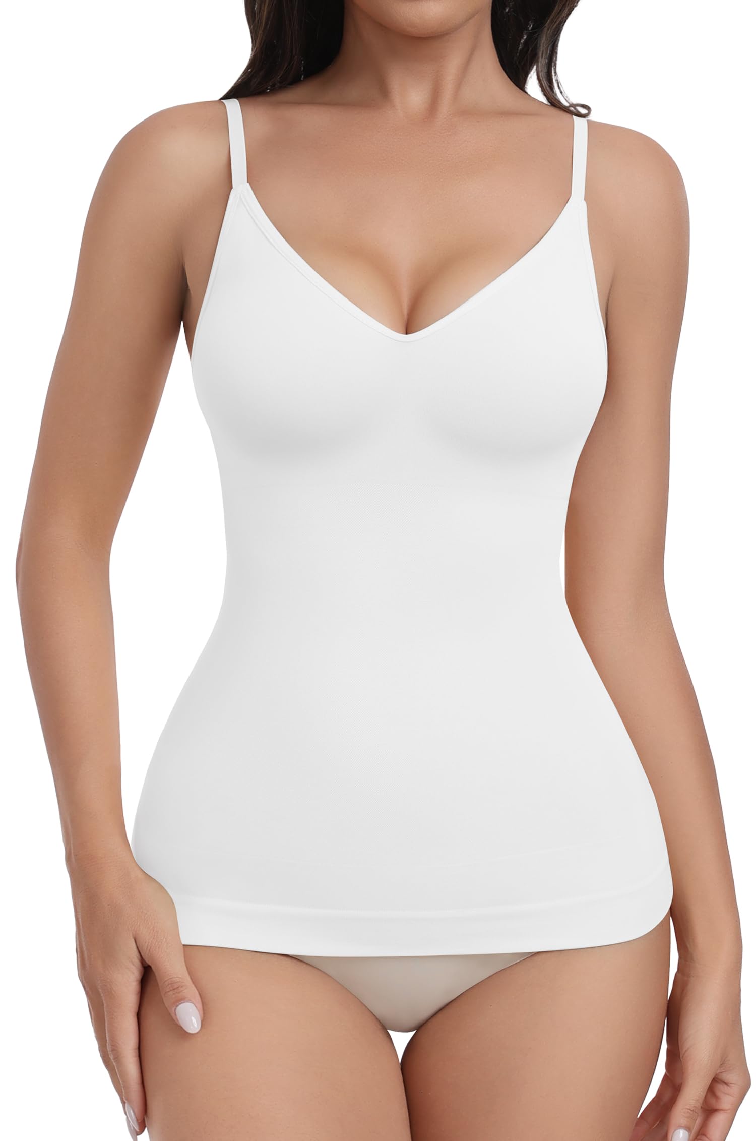 EUYZOU Womens Tummy Control Shapewear Tank Tops Seamless V-Neck Compression Tank Tops Body Shaper Camisole