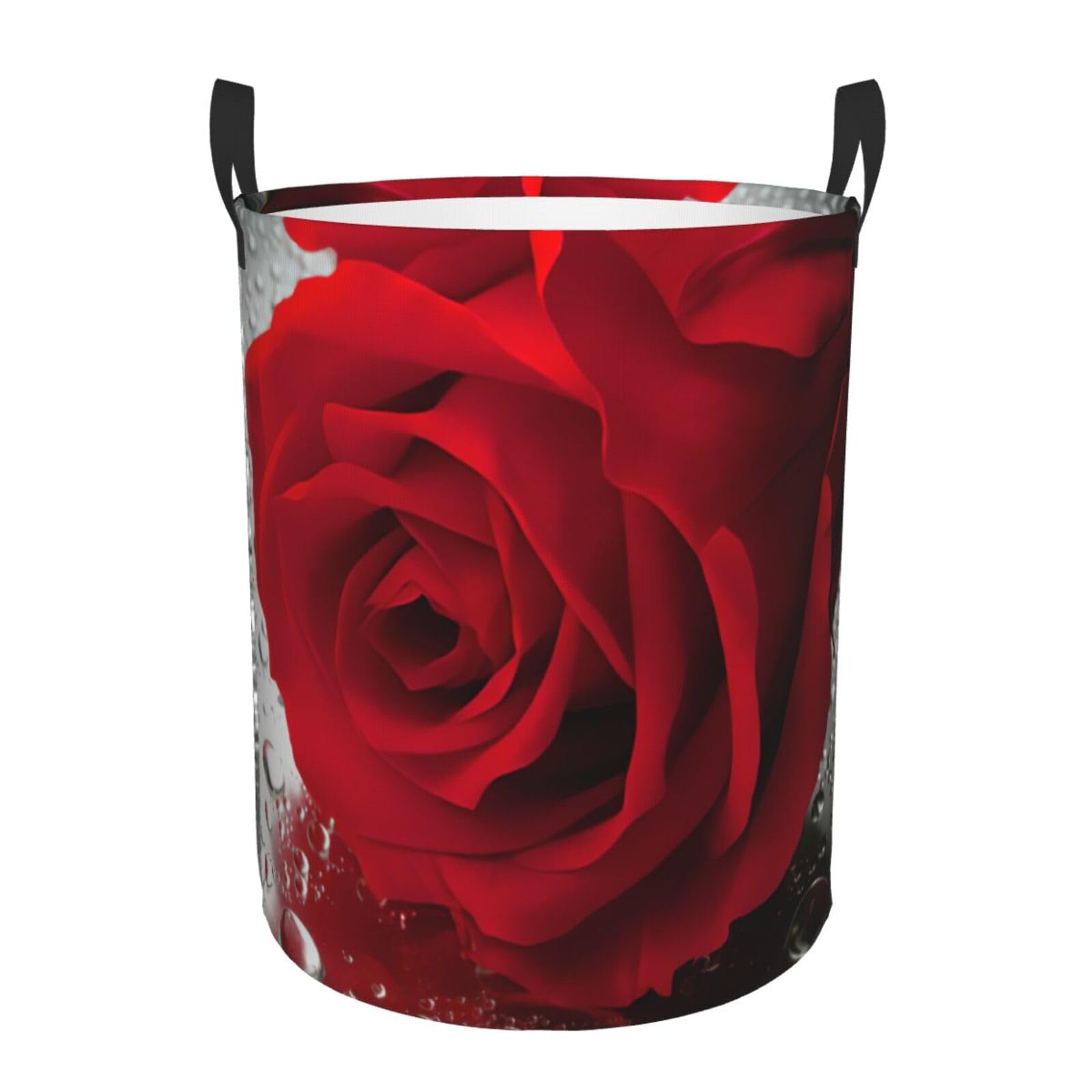 Panier à linge haut à roses rouges pour ranger les couvertures de chambre