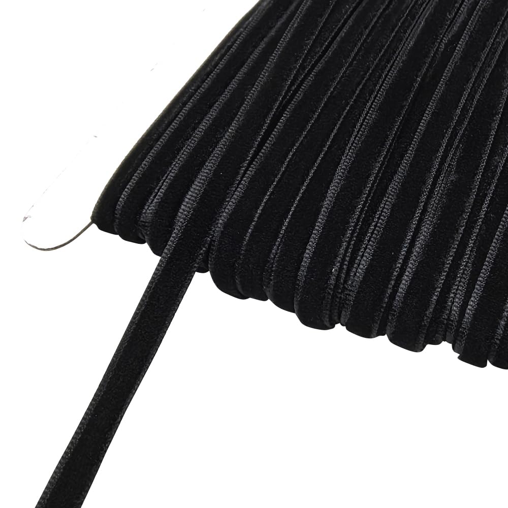 Chenkou Craft Black 25 Yards 1/4" Velvet Ribbon Bulk (Black, 1/4"(6mm))