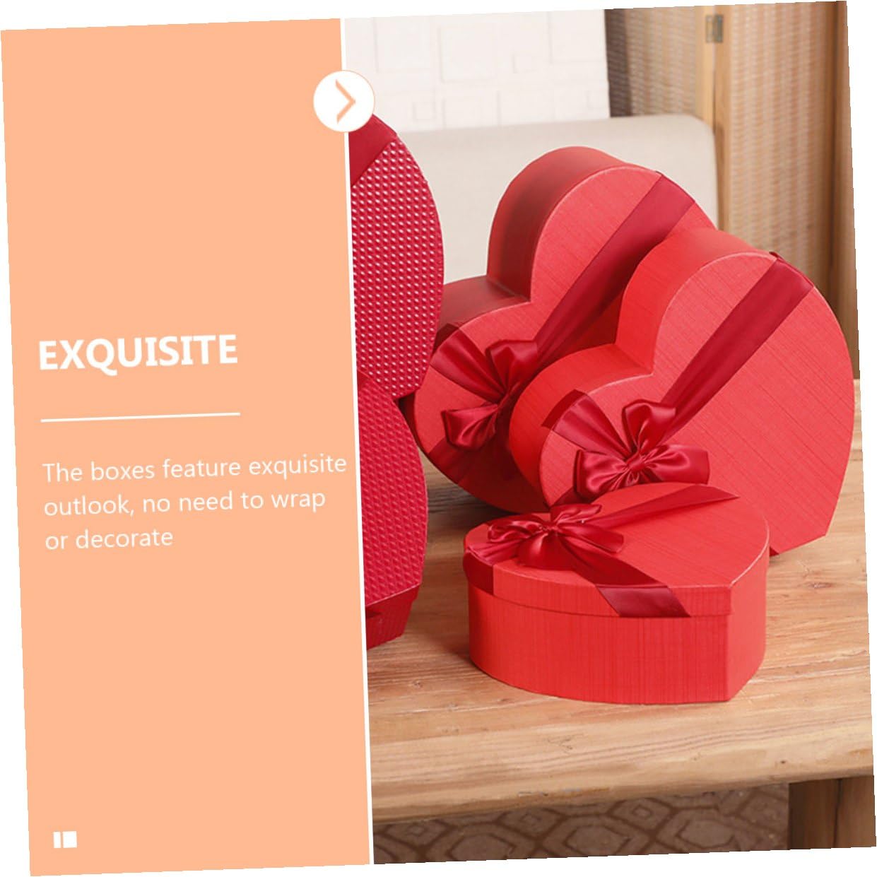 Abaodam Herzförmige Geschenkbox 3 Stück Valentinstag Aufbewahrungsbox Karton Bonbonschachtel Rot mit Schleife Verpackungskarton für Geschenke und Kosmetik